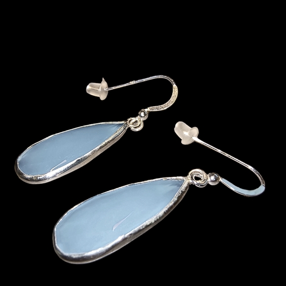Blue Chalcedony & Sterling Silver Drop Earrings - Picture 2 of 8